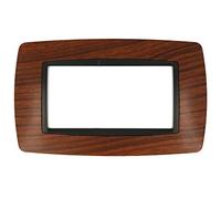 puntoluceled Placca Bombe Compatibile con BTicino Living International 4 Moduli | Radica Legno | Supporti LN4703 L4703 (4 Posti, Radica Legno cod.6)