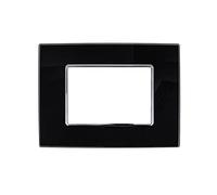 puntoluceled Placca Cristal Vetro Lucido Compatibile con BTicino Axolute 3 Moduli | Nero | 503 504 506 (3 POSTI)