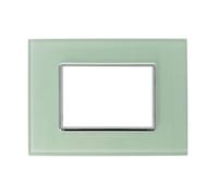 puntoluceled Placca Cristal Vetro Lucido Compatibile con BTicino Axolute 3 Moduli | Verde Biancastro | 503 504 506 (3 POSTI)