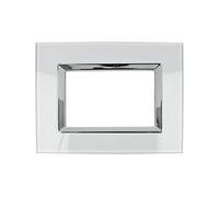 puntoluceled Placca Delux Effetto Vetro Compatibile con Vimar Arke 3 Moduli | Bianco