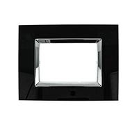 puntoluceled Placca Delux in vetro lucido compatibile con Vimar Arke 3 moduli Nero - Cornice frontale da incasso cassetta 503
