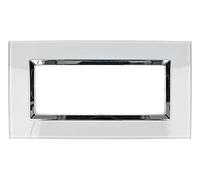 puntoluceled Placca Delux in vetro lucido compatibile con Vimar Arke 7 moduli Bianco - Cornice frontale da incasso cassetta 507