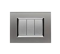 puntoluceled Placca Effetto Vetro Plexiglass Compatibile con BTicino Living Light International 3 Moduli | Titanio (3 POSTI, TITANIO)