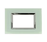 puntoluceled Placca Effetto Vetro Plexiglass Compatibile con BTicino Living Light International 3 Moduli | Verde Biancastro (3 POSTI, VERDE BIANCASTRO)