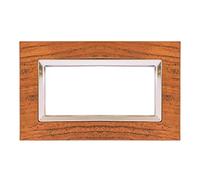 puntoluceled Placca Elegance in Legno e Tecnopolimero compatibile con BTicino Matix 4 moduli Ciliegio - Cornice frontale da incasso cassetta 504