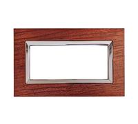 puntoluceled Placca Elegance in Legno e Tecnopolimero compatibile con BTicino Matix 4 moduli Noce - Cornice frontale da incasso cassetta 504