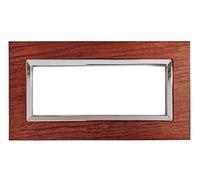 puntoluceled Placca Elegance in Legno e Tecnopolimero compatibile con BTicino Matix 6 moduli Noce - Cornice frontale da incasso cassetta 506
