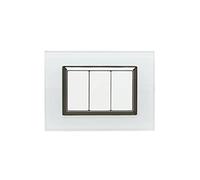 puntoluceled Placca Elegance in Vetro Lucido compatibile con BTicino Matix 3 moduli Bianco - Cornice frontale da incasso cassetta 503