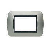 puntoluceled Placca in metallo compatibile con BTicino Living International 4 moduli P07 Grigio Chiaro - Cornice frontale da incasso cassetta 504