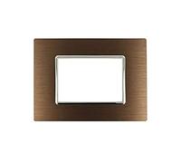 puntoluceled Placca in metallo satinato compatibile con BTicino Axolute 3 moduli Marrone - Cornice frontale da incasso cassetta 503