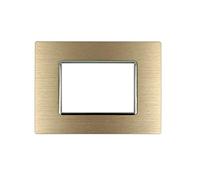 puntoluceled Placca in metallo satinato compatibile con BTicino Axolute 4 moduli Oro - Cornice frontale da incasso cassetta 504