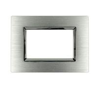 puntoluceled Placca in Metallo Satinato compatibile con BTicino Matix 3 moduli Acciaio Scuro - Cornice frontale da incasso cassetta 503