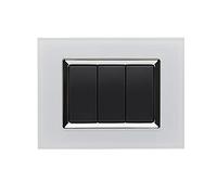 puntoluceled Placca in Plexiglass Lucido compatibile con BTicino Living Light e Living International 3 moduli Bianco - Cornice frontale da incasso cassetta 503