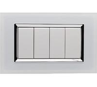 puntoluceled Placca in Plexiglass Lucido compatibile con BTicino Living Light e Living International 4 moduli Bianco - Cornice frontale da incasso cassetta 504
