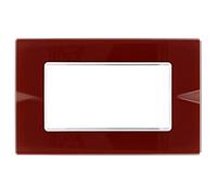 puntoluceled Placca in vetro lucido compatibile con BTicino Axolute 3 moduli Rosso Pompeiano - Cornice frontale da incasso cassetta 503