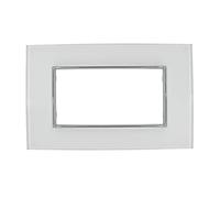 puntoluceled Placca in vetro lucido compatibile con BTicino Axolute 4 moduli Bianco - Cornice frontale da incasso cassetta 504