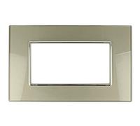 puntoluceled Placca in vetro lucido compatibile con BTicino Axolute 4 moduli Bronzo - Cornice frontale da incasso cassetta 504