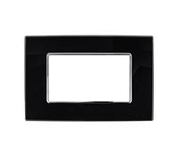 puntoluceled Placca in vetro lucido compatibile con BTicino Axolute 4 moduli Nero - Cornice frontale da incasso cassetta 504