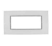 puntoluceled Placca in vetro lucido compatibile con BTicino Axolute 6 moduli Bianco - Cornice frontale da incasso cassetta 506