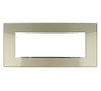 puntoluceled Placca in vetro lucido compatibile con BTicino Axolute 6 moduli Bronzo - Cornice frontale da incasso cassetta 506