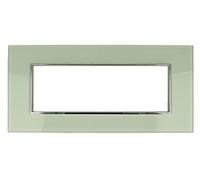 puntoluceled Placca in vetro lucido compatibile con BTicino Axolute 6 moduli Verde Biancastro - Cornice frontale da incasso cassetta 506