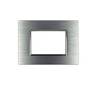 puntoluceled Placca Luxury Metallo Satinato Compatibile con BTicino Axolute 4 Moduli | Argento | 503 504 506 (3M/4M/6M)