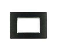 puntoluceled Placca Luxury Metallo Satinato Compatibile con BTicino Axolute 4 Moduli | Nero | 503 504 506 (3M/4M/6M)