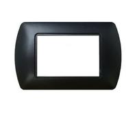 puntoluceled Placca Metallo Satinato Compatibile con BTicino Living International 3 Moduli | P02 Nero Opaco | Supporti LN4703 L4703 (P02 NERO OPACO)