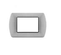 puntoluceled Placca Metallo Satinato Compatibile con BTicino Living International 3 Moduli | P07 Grigio Chiaro