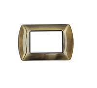 puntoluceled Placca Metallo Satinato Compatibile con BTicino Living International 3 Moduli | P09 Bronzo Spazzolato | Supporti LN4703 L4703 (P09 BRONZO SPAZZOLATO)