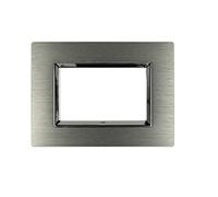 puntoluceled Placca Metallo Satinato compatibile con BTicino Living Light e Living International 3 moduli Argento/Silver Ossidato - Cornice frontale da incasso cassetta 503