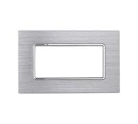 puntoluceled Placca Metallo Satinato Compatibile con BTicino Matix 4 Moduli | Silver Lucido