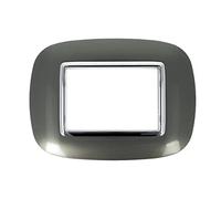 puntoluceled Placca Oval Or ompatibile con BTicino Axolute 3 Moduli | Acciaio Scuro | Interno Cromo | 503 504 506 (ACCIAIO SCURO cod.8)