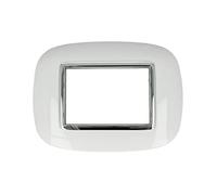 puntoluceled Placca Oval Or ompatibile con BTicino Axolute 3 Moduli | Bianco | Interno Cromo | 503 504 506 (3 Posti)
