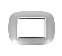 puntoluceled Placca Oval Or ompatibile con BTicino Axolute 3 moduli Cromo Lucido - Cornice frontale da incasso cassetta 503