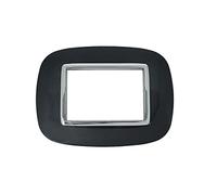 puntoluceled Placca Oval Or ompatibile con BTicino Axolute 3 Moduli | Nero