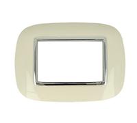 puntoluceled Placca Oval Or ompatibile con BTicino Axolute 3 Moduli | Sabbia | Interno Cromo | 503 504 506 (SABBIA cod.10)