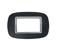 puntoluceled Placca Oval Or ompatibile con BTicino Axolute 4 moduli Nero - Cornice frontale da incasso