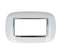 puntoluceled Placca Oval Or ompatibile con BTicino Axolute 4 Moduli | /Posti, Bianco | Interno Cromo | 503 504 506 (4 MODULI/POSTI, BIANCO cod.00)