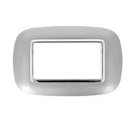 puntoluceled Placca Oval Or ompatibile con BTicino Axolute 4 Moduli | /Posti, Cromo Lucido | Interno Cromo | 503 504 506 (4 MODULI/POSTI, CROMO LUCIDO cod.39)