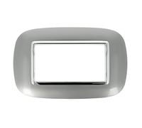 puntoluceled Placca Oval Or ompatibile con BTicino Axolute 4 Moduli | /Posti, Silver