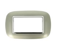 puntoluceled Placca Oval Or ompatibile con BTicino Axolute 4 Moduli | /Posti, Titanio | Interno Cromo | 503 504 506 (4 MODULI/POSTI, TITANIO cod.07)