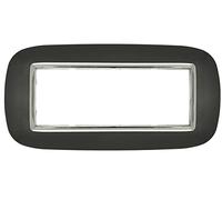 puntoluceled Placca Oval Or ompatibile con BTicino Axolute 6 Moduli | /Posti, Acciaio Scuro | Interno Cromo | 503 504 506 (6 MODULI/POSTI, ACCIAIO SCURO cod.8)