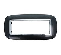 puntoluceled Placca Oval Or ompatibile con BTicino Axolute 6 Moduli | /Posti, Nero | Interno Cromo | 503 504 506 (6 MODULI/POSTI, NERO cod.02)