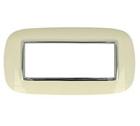 puntoluceled Placca Oval Or ompatibile con BTicino Axolute 6 Moduli | /Posti, Sabbia | Interno Cromo | 503 504 506 (6 MODULI/POSTI, SABBIA cod.10)