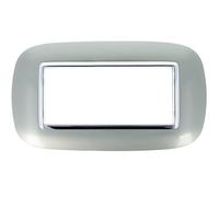 puntoluceled Placca Oval Or ompatibile con BTicino Axolute 6 Moduli | /Posti, Silver | Interno Cromo | 503 504 506 (6 MODULI/POSTI, SILVER cod.7)