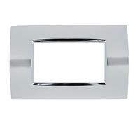 puntoluceled Placca Quadra Compatibile con BTicino Living Light 4 Moduli | Cromo Lucido | Cassette 503 504 507 (4 Posti, Cromo Lucido cod.39)