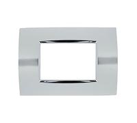 puntoluceled Placca Quadra in tecnopolimero compatibile con BTicino Living Light 3 moduli Cromo Lucido - Cornice frontale da incasso cassetta 503