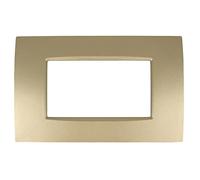 puntoluceled Placca Quadra in tecnopolimero compatibile con BTicino Living Light 4 moduli Oro - Cornice frontale da incasso cassetta 504