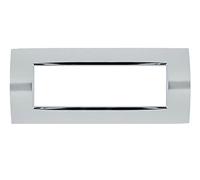 puntoluceled Placca Quadra in tecnopolimero compatibile con BTicino Living Light 7 moduli Cromo Lucido - Cornice frontale da incasso cassetta 507